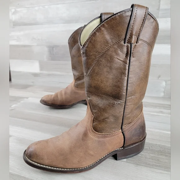 Laredo 2 Tone Brown Leather Western Cowgirl Boots Women's Size 8.5M USA Made - Picture 3 of 16